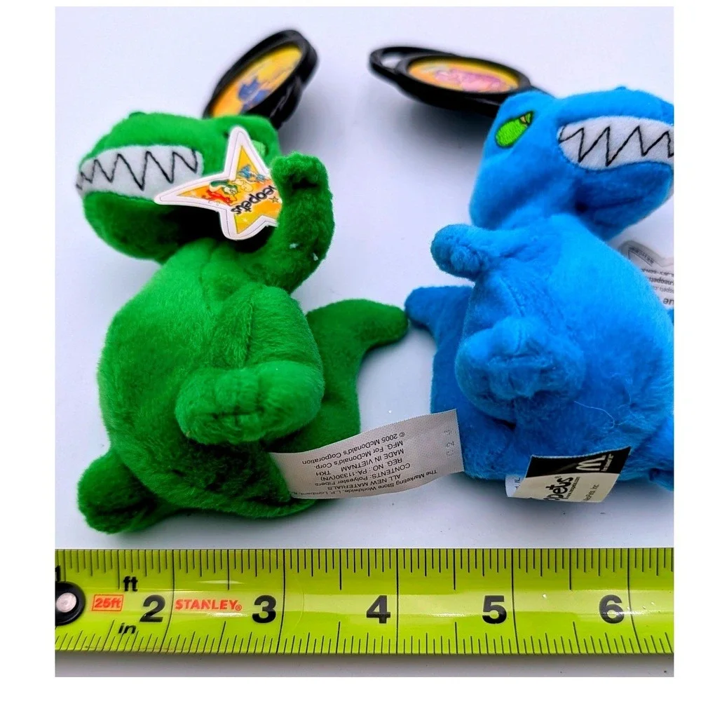 Neopets Petpet Plush Clips 2005 McDonalds Grarrl Green Blue Anubis Snarhook Set
